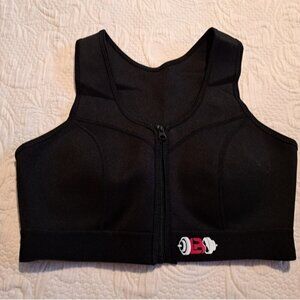 LB women's size medium black neoprene front zipper weight lifting designed logo